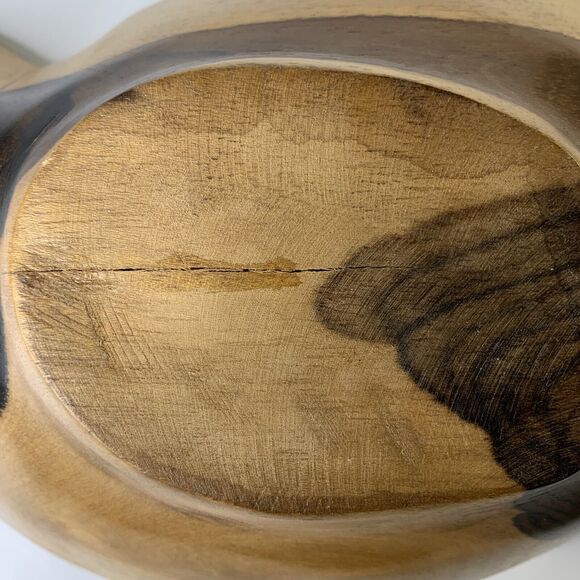 Two Tone Wood Bowl S Shaped Wooden 10” Trinket Dish Catch All READ - Picture 8 of 11